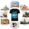 Good Vibes Letter Print Casual Loose Breathable Short Sleeve T-Shirt Pure cotton T-shirt