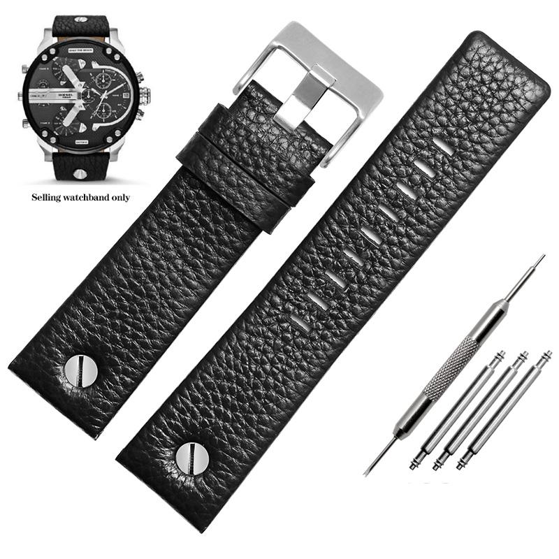 24 26 27 28mm Soft Watchbands for Die-sel DZ7313 7322 7257 7313 DZ7333 4318 Women's Men's Watch Straps with Black Sliver Buckle