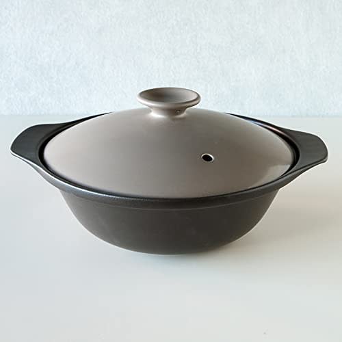 TAMAKI Thermatech Ultra-Lightweight Direct-Stove Earthenware Pot, Size 9, 32x27x15.5cm (H), 2,250ml, Mocha, T-942406