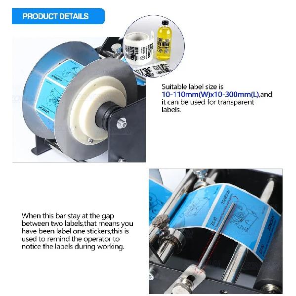 ZONESUN Manuelle Etikettiermaschine Mit Griff Etikettenapplikator Metall Runde Flaschenverpackungsmaschine Flaschenetikettierer ZS-50P