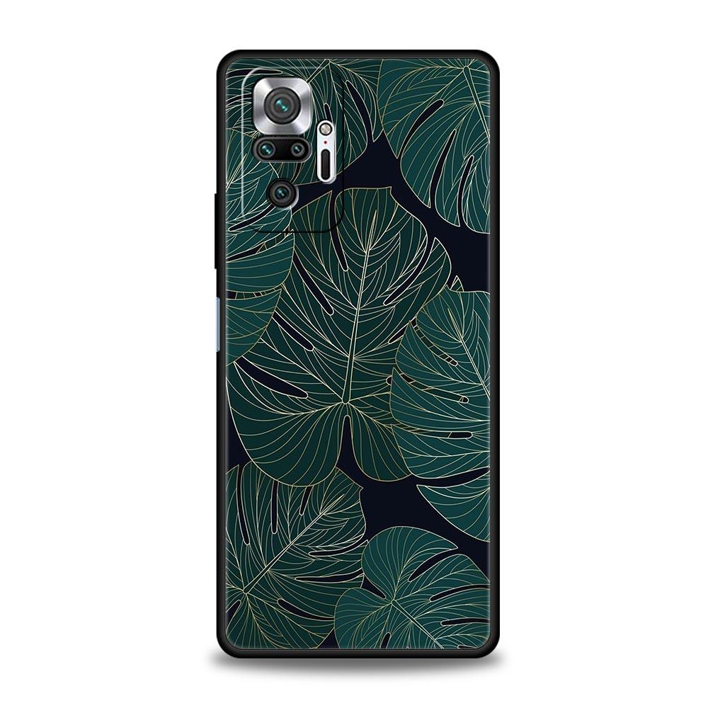 Leaves Monstera Green Phone Case For Xiaomi Redmi Note 14 13 5G 10 11 12 Pro Plus 4G 14C 13C 12C 10C Black Cover