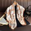 90Cm Luxury Fancy Square Scarf For Ladies Flower Print Silk Scarf Women Bandana Large Hijab Female Shawl Scarves Warps