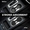 Car Steering Wheel Cover With 2 Pcs Ceramic Absorbent Cupholder Coasters, Black Leopard Cheetah Print Car Accessories Decorations For Women, Fit 15