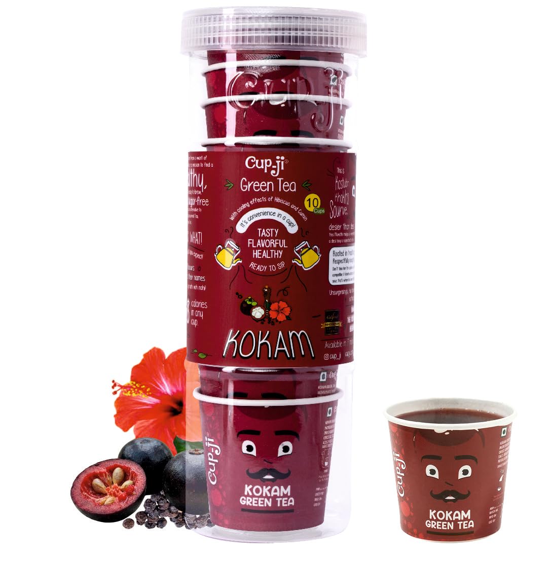 

Cup-ji Ready to Sip Kokam Green Tea I With Hibiscus & Kokam I Effective on Weight Loss Ion Bitter & Whole Leaf Green Tea I Fruity & Peppery I10 C