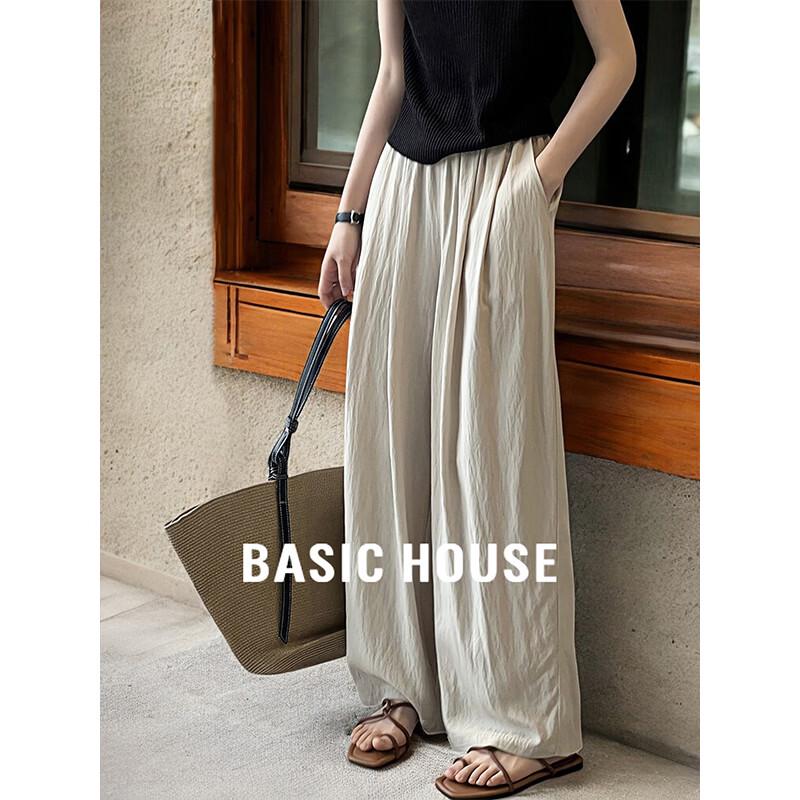 Basic House Women s Loose-Fit Summer Wide-Leg Pants L
