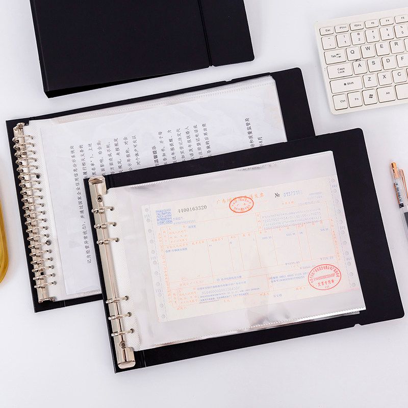 Horizontal A3/A4/B5/A5 Folder Loose-Leaf Ring Binder HD Inner Page Test Paper Drawing Paper Storage Protective Bag