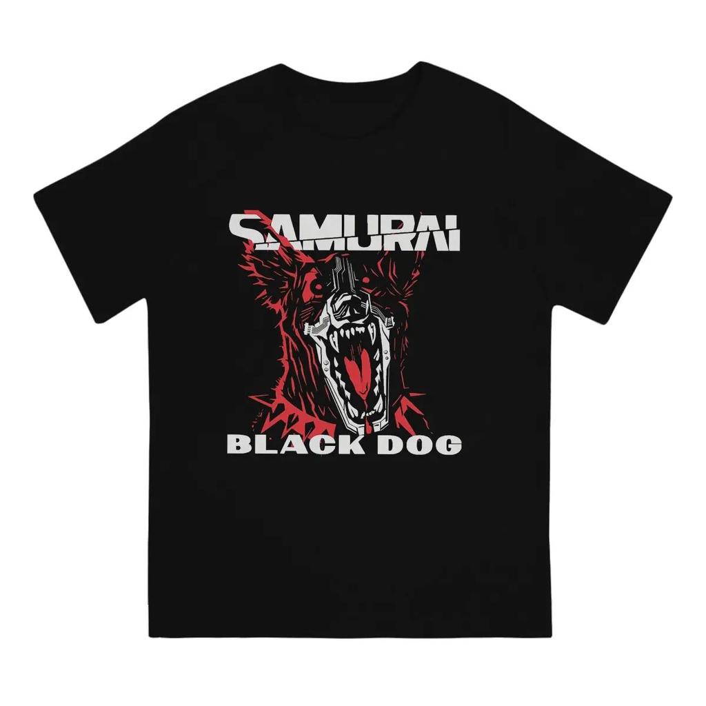Black Dog T Shirt Pure Cotton Novelty T-Shirt Round Collar Cyber Punk Tee Shirt Short Sleeve Clothes Graphic Printed