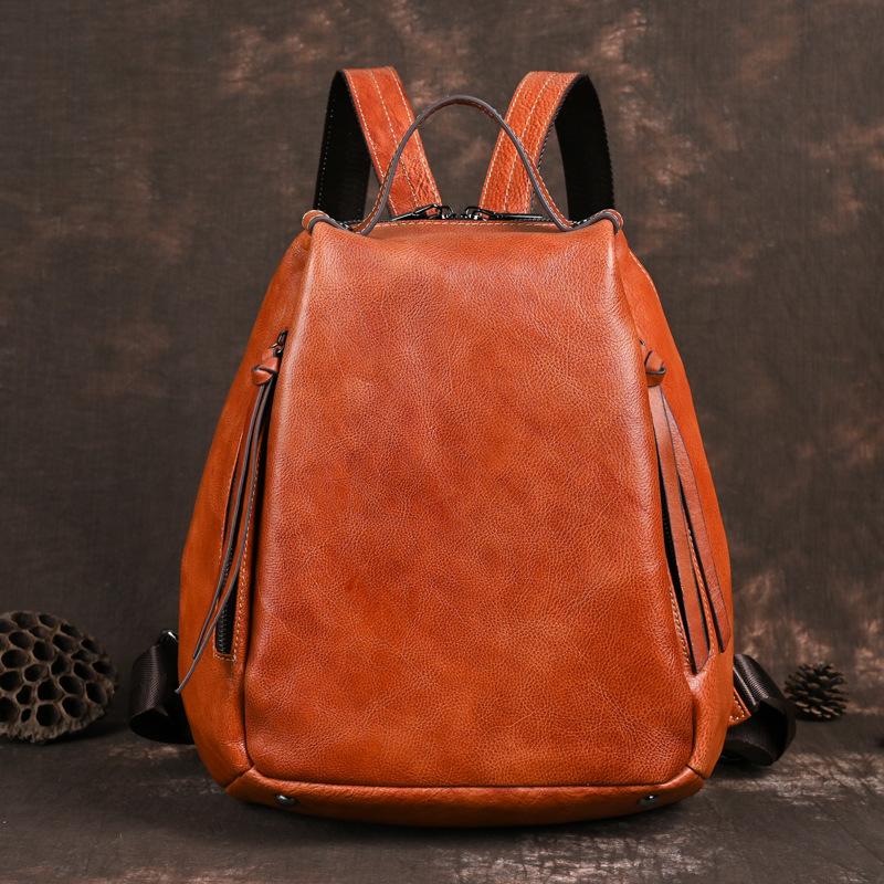 Zaino Monocolore in Vera Pelle Johnature Vintage Vera Pelle di Mucca Borsa da Donna Grande Capacità Semplici Zaini da Viaggio