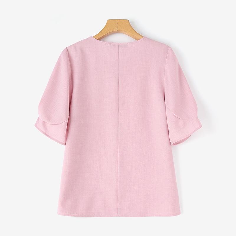 ZANZEA Women Casual Round Neck Puff Short Sleeve Solid Color Loose Straight Blouses