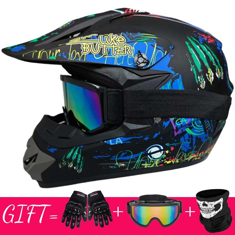 Full Face Mountain Bike Helmet With Goggles Gloves Mask Downhill MTB Trail Riding
