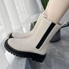 Fashion Winter 2024 Mid Calf Shoes Woman Trend Platform Goth Comfortable and Elegant Half High Boots for Women Demi-season Work Footwear
