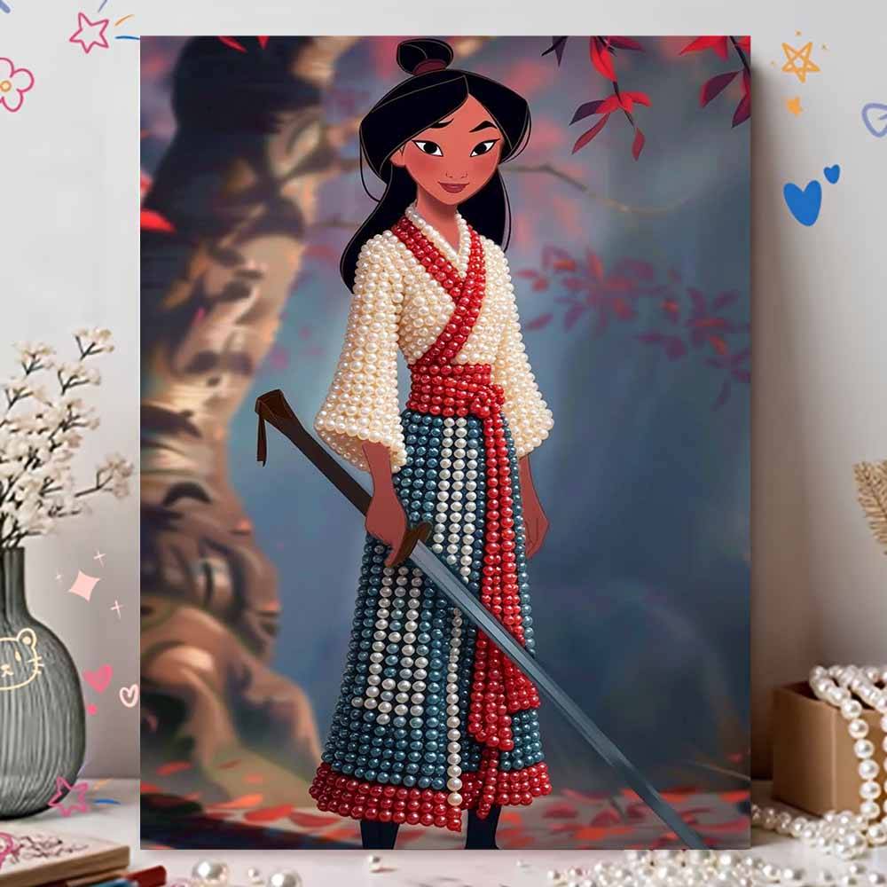 Disney Pearl Painting Anime Mulan Art Kit Adult Beginner Home Wall Decor Special Shape