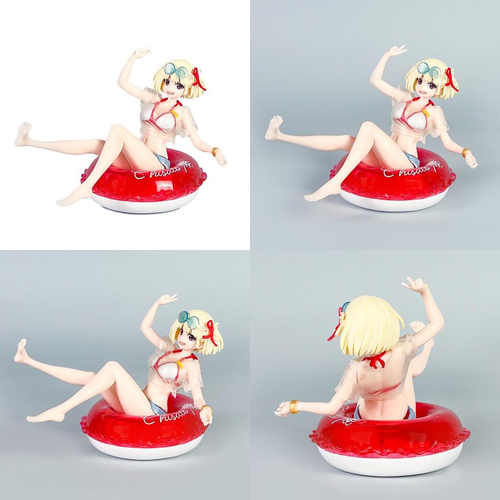 Lycoris Recoil Nishikigi Chisato Pvc Anime Figure With Sitting Pose And Swim Ring For Collectors