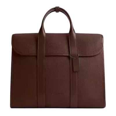 Gotham 38 Solid Color Detachable Shoulder Strap with Magnetic Buckle Closure Calfskin Briefcase Large Men's Dark Brown