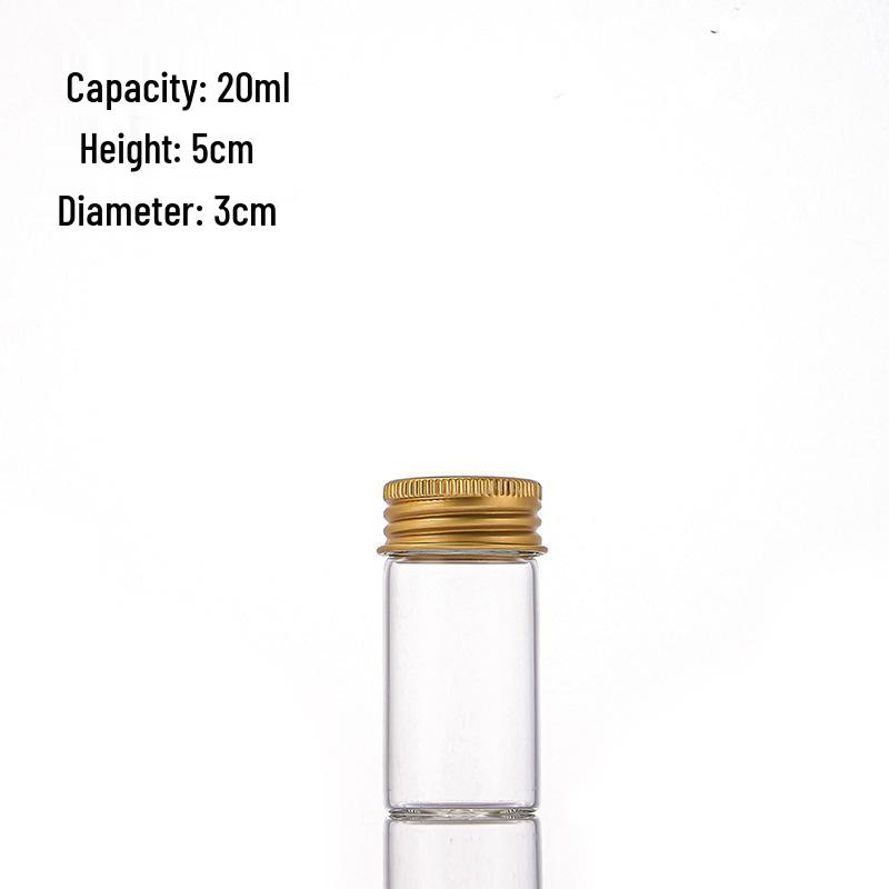 Gold Aluminum Cap 30mm Screw High Transparency Glass Bottle for Reagent, Medicine, Powder, or Agarwood Display