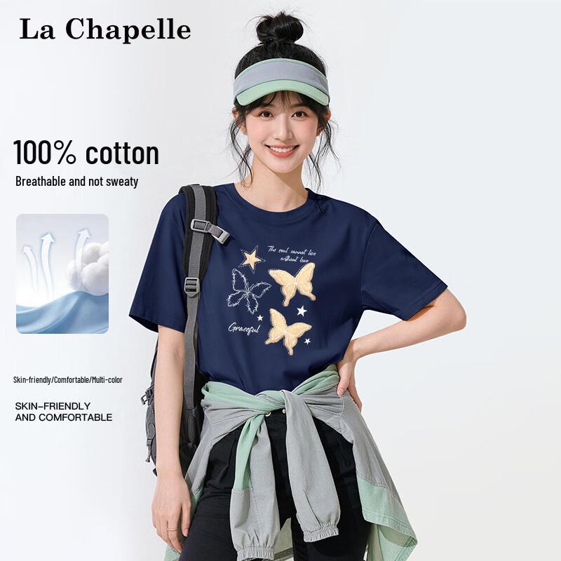 La Chapelle Women s Cotton Butterfly Print T-Shirt 2XL