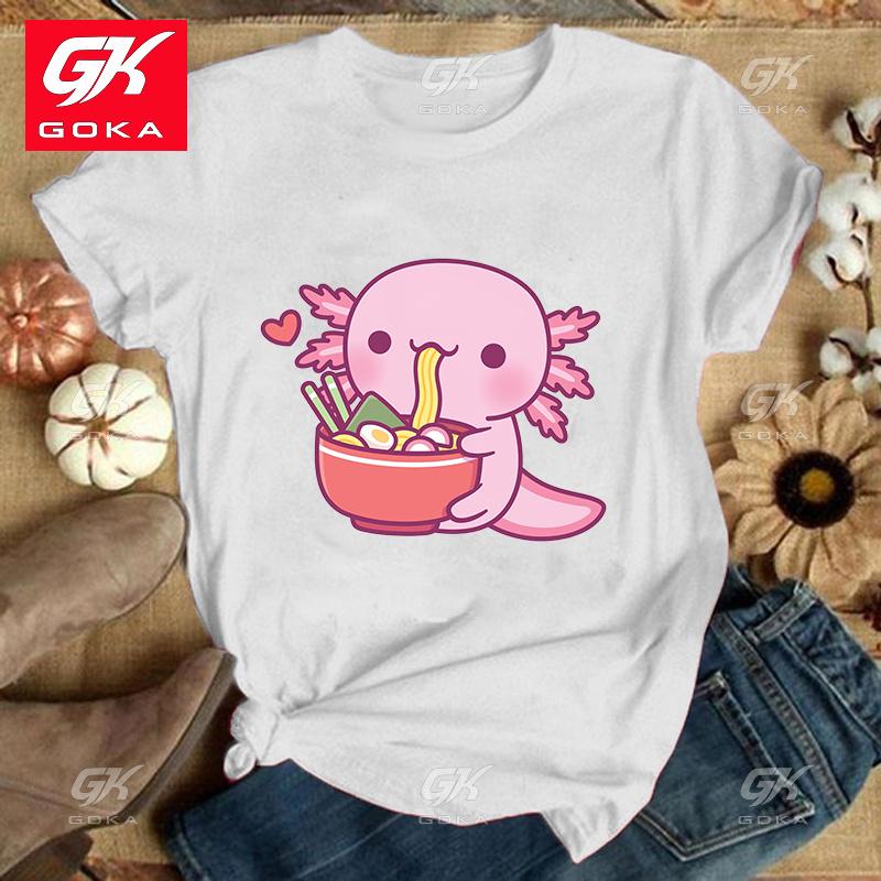 

Premium Cottn T Shirts WomenS Fashion Funny Axolotl HandPulled Noodle Letters Print T Shirt Casual Funny for Lady Girl Tees S