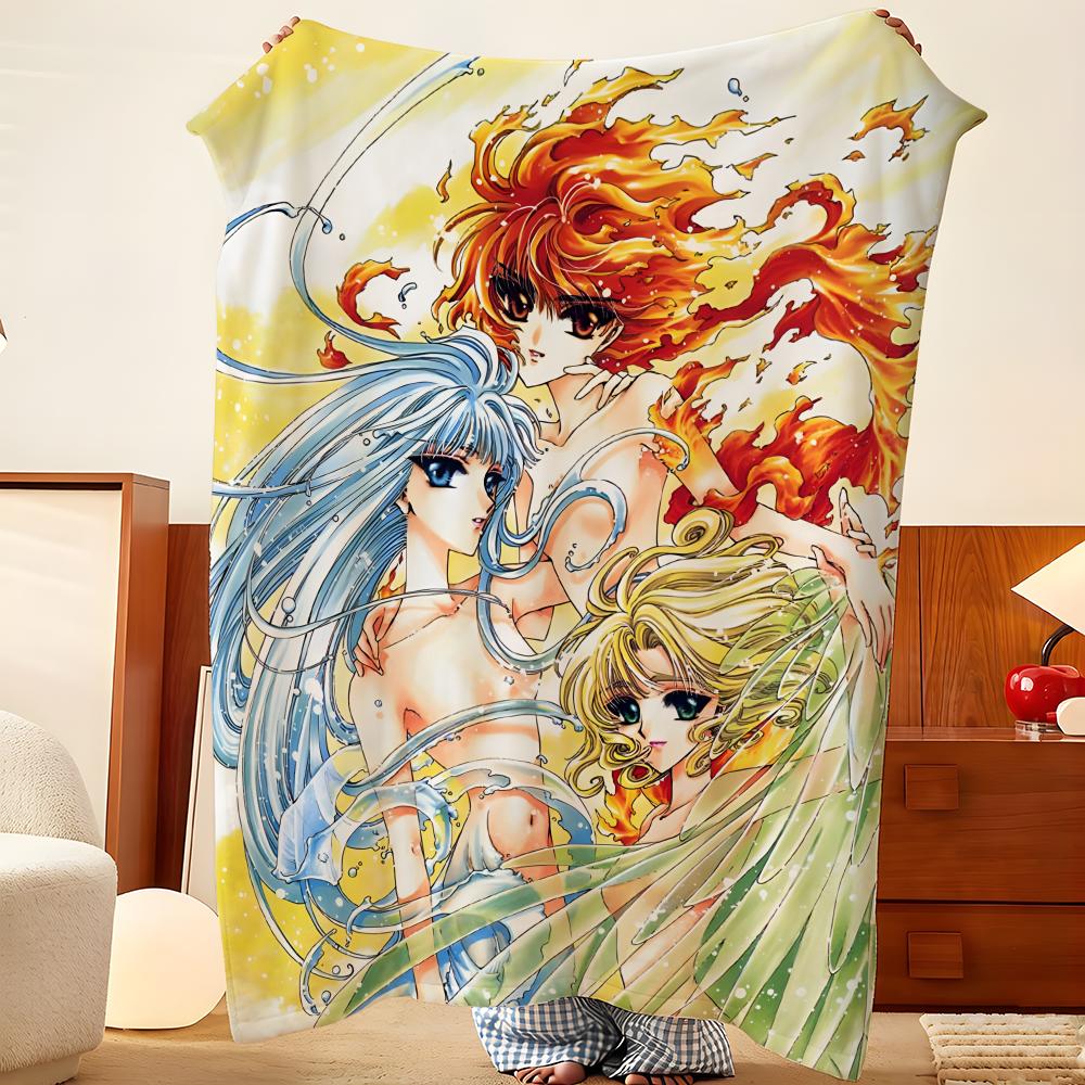 Anime M-Magic K-Knight R-Rayearth Throw Flannel Throw Blanket, Lightweight Cozy, Durable Washable cute Cool