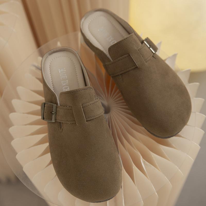 Female Flat-bottomed Lazy Casual Soft-bottomed Bag Head Drags a Pedal, Spring and Summer Comfortable Women 2025 Fashion