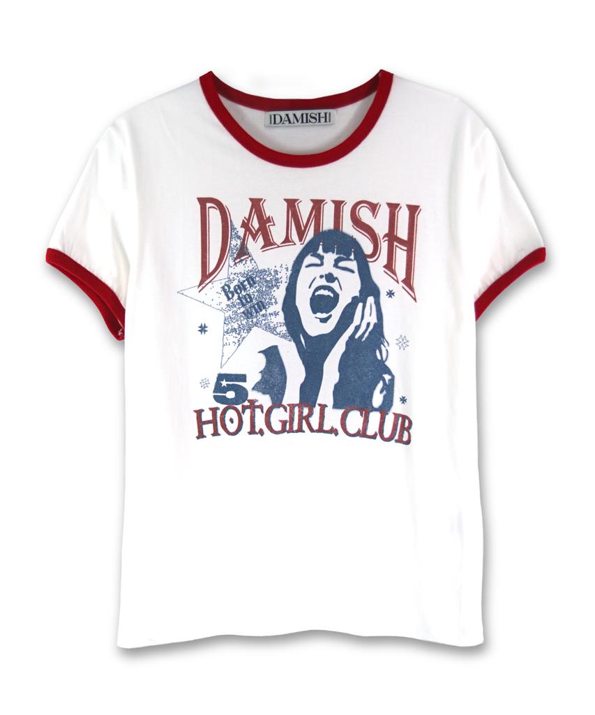 Damiswi Hot Girl Club Ringer T-Shirt_Red