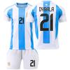 Argentina Home Stadium No.10 & No.11 Di Maria Jersey Set Kids Adult Fans Replica Football Uniform