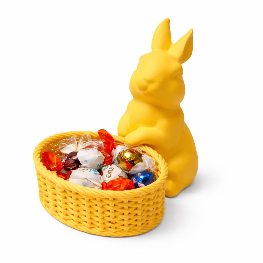 Easter decoration yellow bunny with basket Christmas ornament