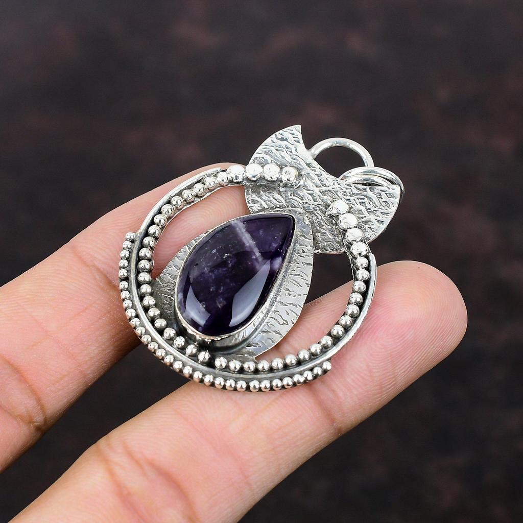Chevron Amethyst Pendant Handmade Boho Style Jewelry 925 Sterling Silver Pendant Original Gemstone Jewelry Gift For Bridal Wonderful Pendant