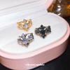 Sparkling zircon cross iris flower ear clip women's no ear piercing exquisite ear bone clip light luxury high-end versatile earrings
