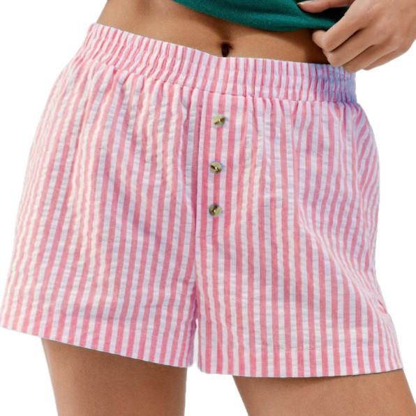 Spring and Summer Women's Striped Button Casual Slimming and Versatile Shorts
