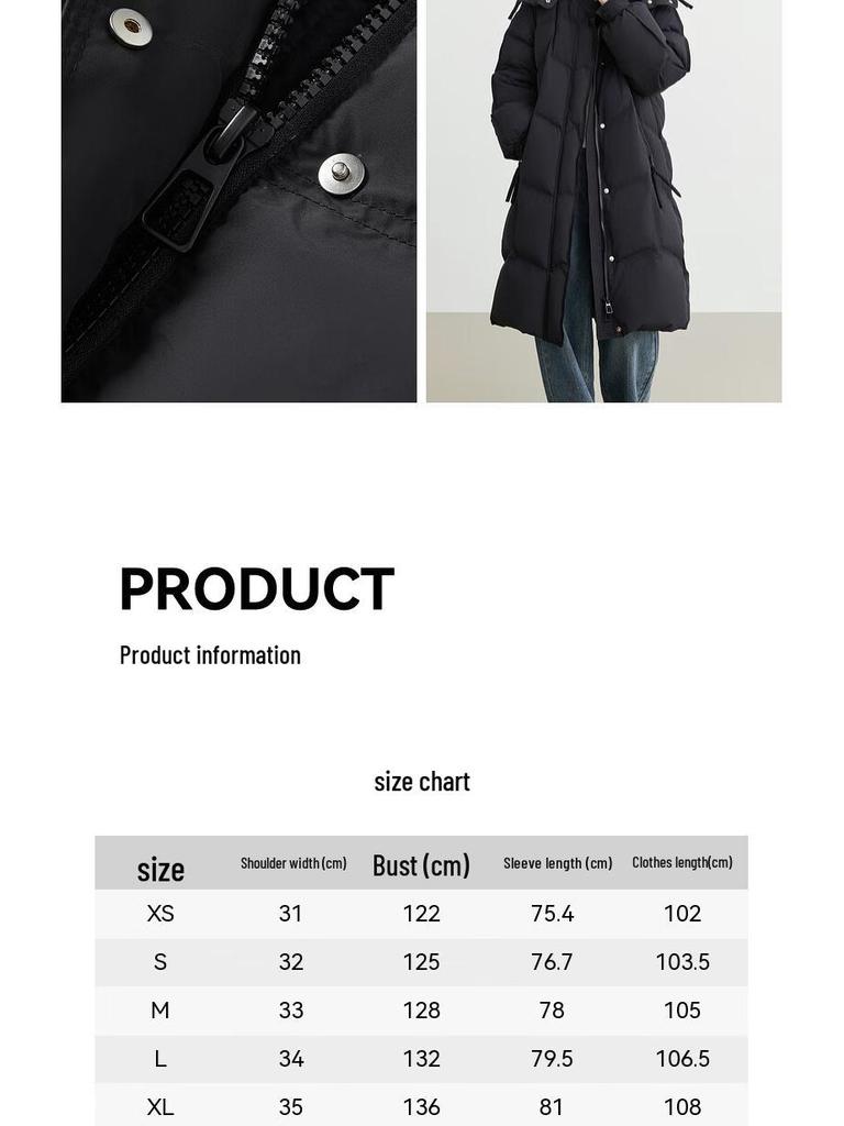 Elva' Island Women's Winter Hooded Long 90% Goose Down Jacket