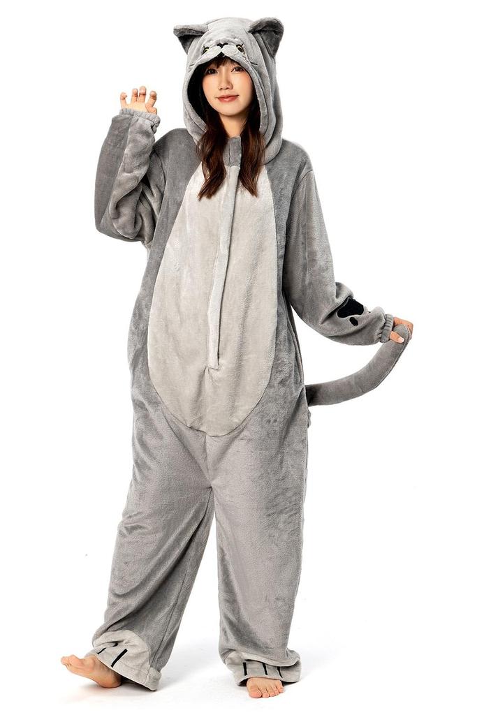 OLAOLA Cat Kigurumi Soft Animal Fancy Fluffy Winter Cold Protection L Pajamas, Blue, Cute, Adult, Loungewear, Costume, Dress, Pajamas, Flannel,