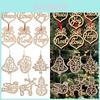 6pcs Christmas Decoration Wooden Pendants Elegant Xmas Tree Hanging Ornament Set