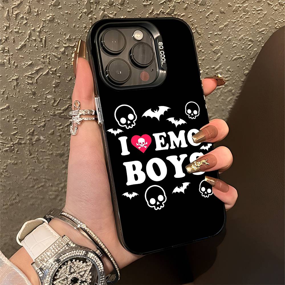 I Love Emo Boys Phone Case For iPhone 14,16,12,15,13,17,11,E,Pro,Max,Plus,Air,Mini Black Soft Cover