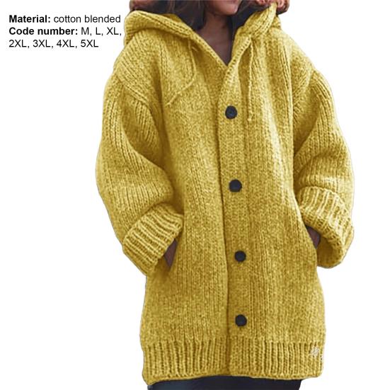 Kapuzenpullover, einfarbig, Taschen, warm, einreihig, mittellang, Strickjacke, Streetwear