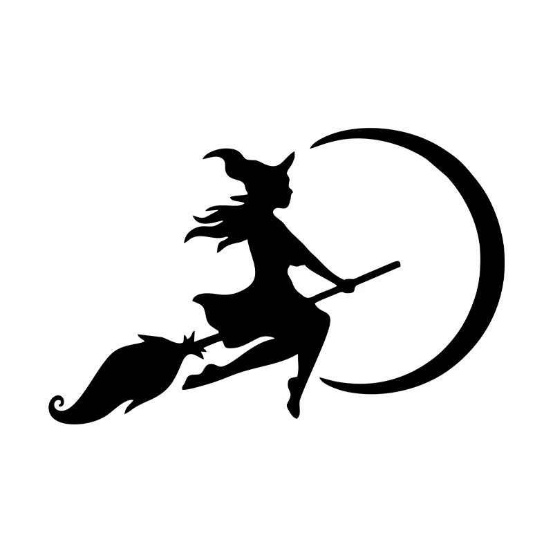 LYKX Die Hexe fliegt zum Mond Lustiger Autoaufkleber Vinylaufkleber Selbstklebeaufkleber für den ganzen Körper