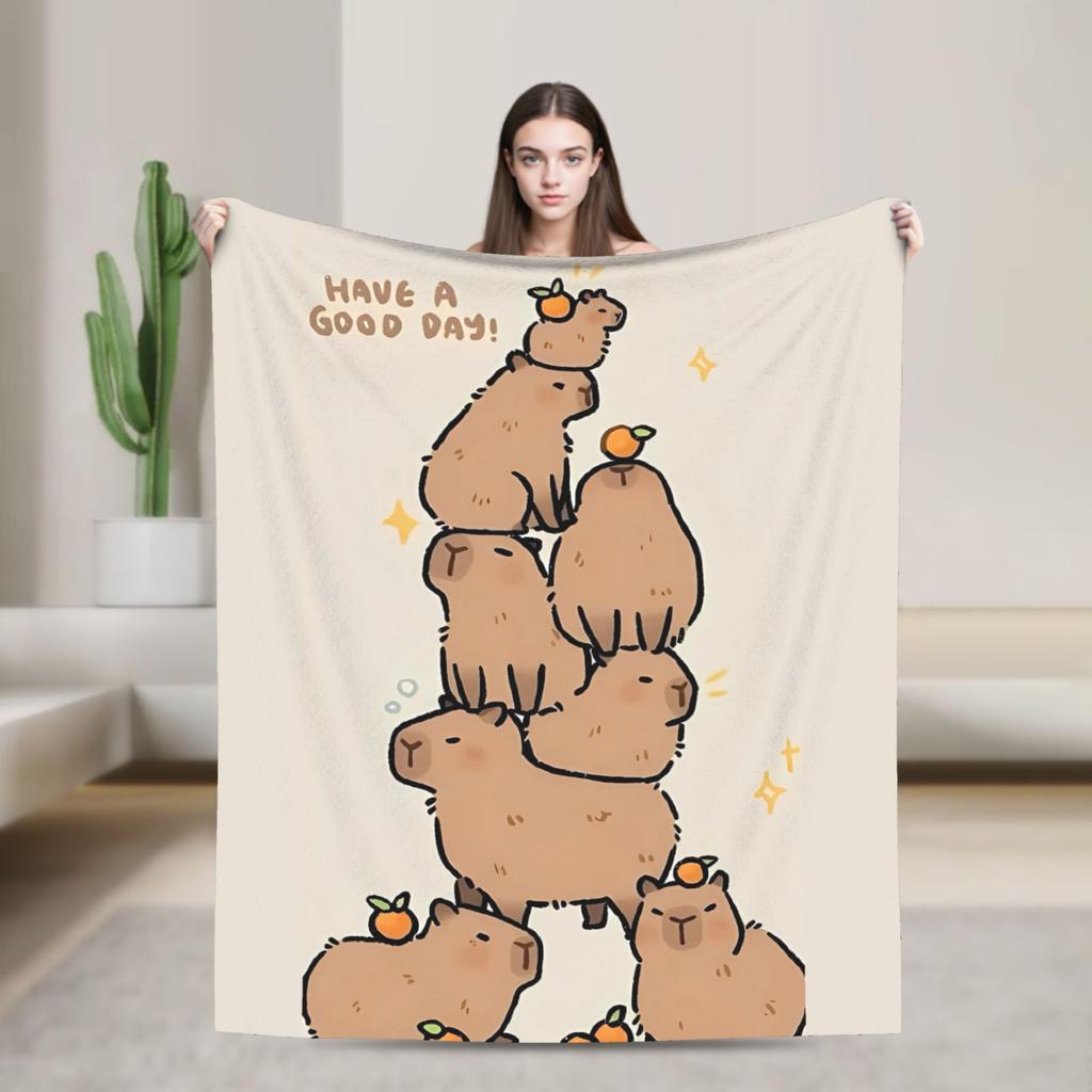 Capybara Blanket Quality Soft Warm  Bedding Throws Winter Girls Boys Couch Chair Sofa Bed Print Bedspread