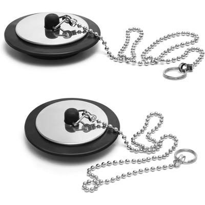 2 Stück Universeller Badewannenstöpsel mit Edelstahlkette, Ersatz-Badewannenstöpsel, Ersatz-Waschbeckenstöpsel, 42 mm bis 45 mm