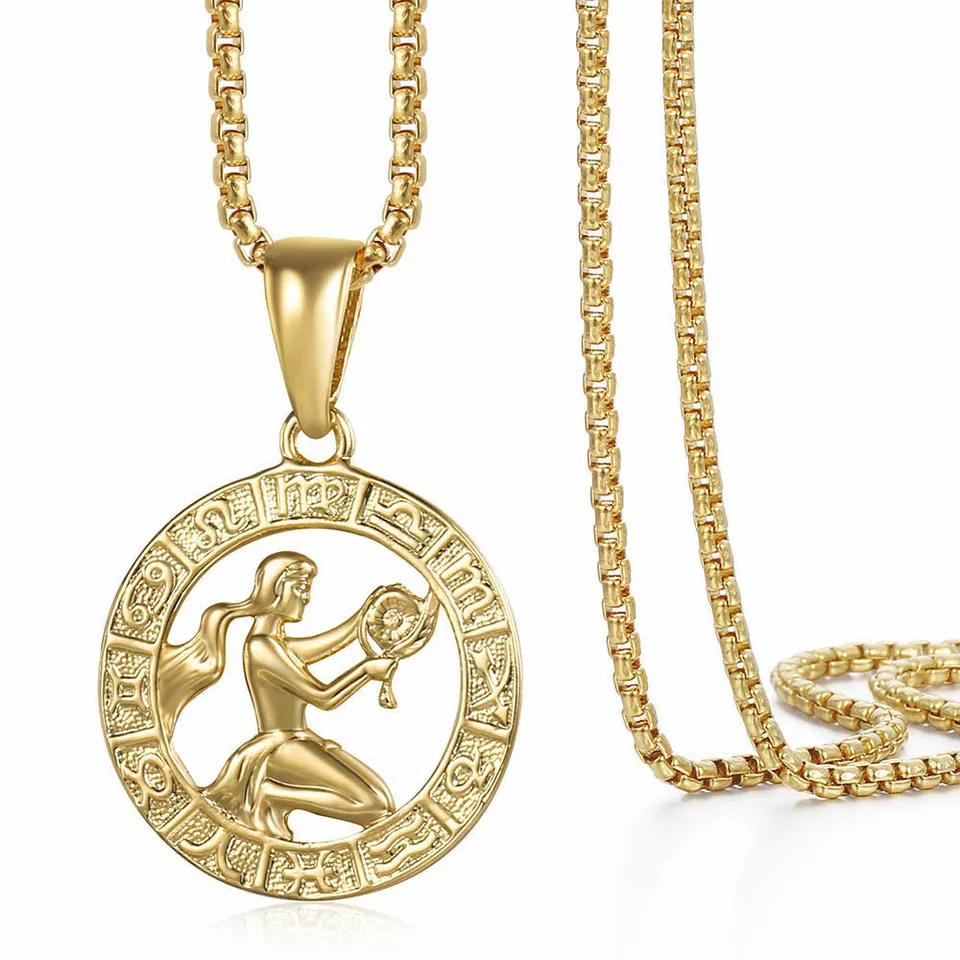 12 Constellation Pendant Stainless Steel Necklace Women and Men Jewelry Gift Accessories