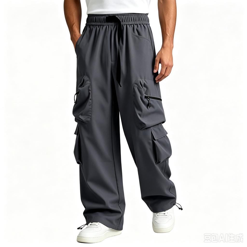 Herren Cargohose, Frühjahrs Outdoor Wanderhose, Bündchen Casual Arbeitshose für Herren