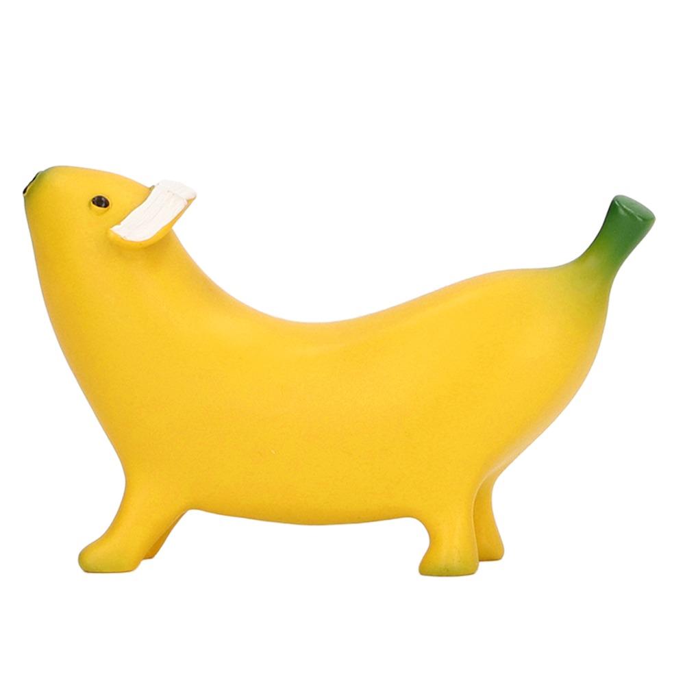 Resin Banana Dog Sculpture Lightweight Banana Dog Figurine  For Home Desktop