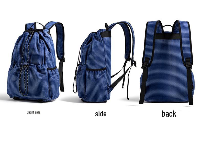 Large Capacity Plaid Drawstring Backpack: Lightweight, Versatile for Outdoor Sports & Travel