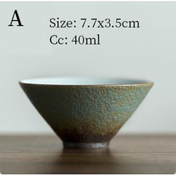 Ceramic Tea Cup Vintage Kung Fu Small Tea Bowl Coarse Pottery Tea Set