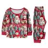 Set de pijama din flanelă cu imprimeu de Crăciun coordonat pentru familie, cu bluză cu mânecă lungă și pantaloni