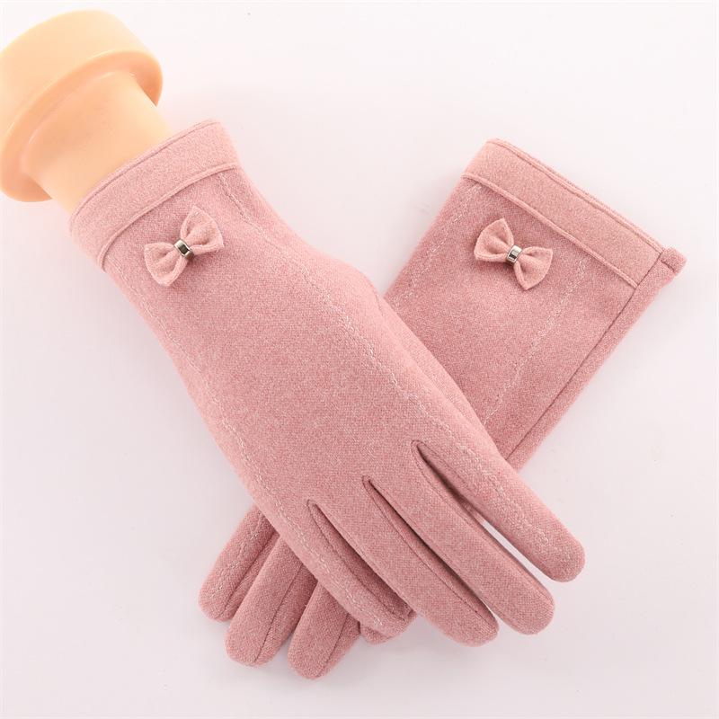 Dames Winter Touchscreen Handschoenen - Warm Fleece-Gevoerd met Strik & Konijnenbont voor Buiten Rijden