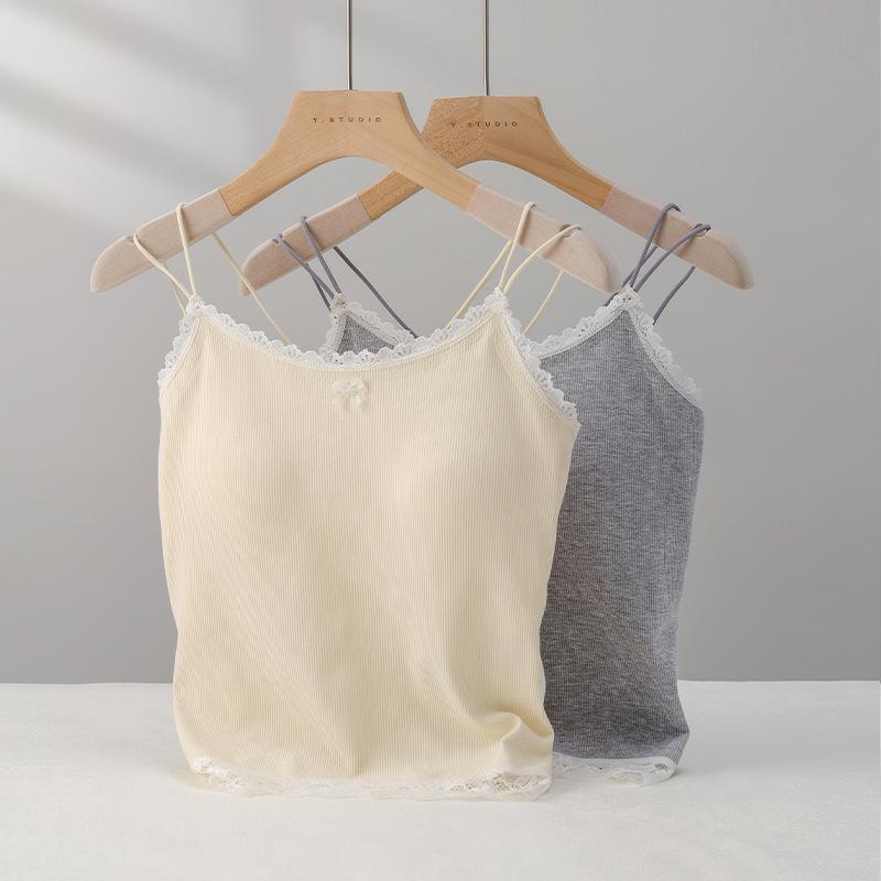 Lace Lace Bow Suspender Vest Women's New Slim Threaded Inner Top