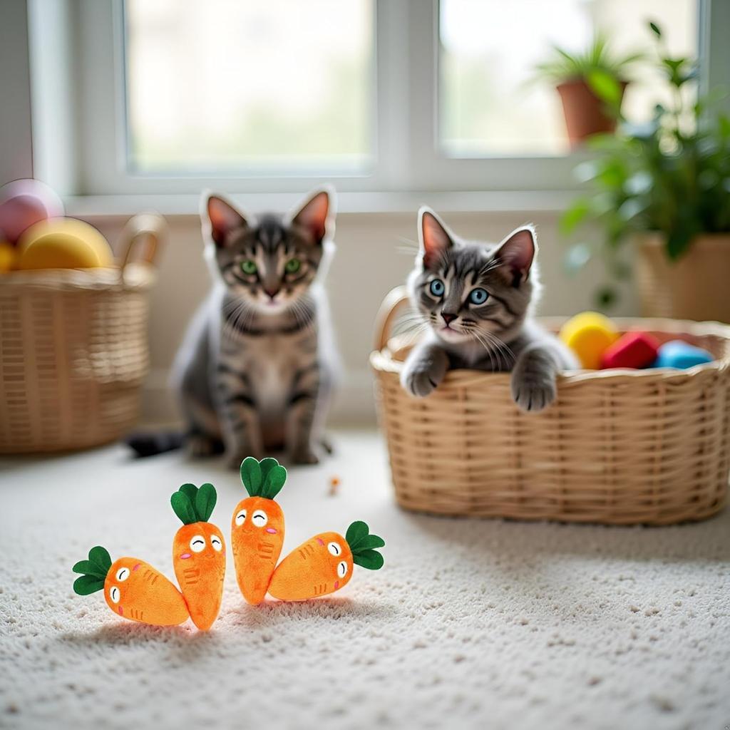 4 Pcs Soft Dog Cute Carrot Plush Chew Squeaker Plush Dog and Cat with Multi-Squeaks Sound Pet Puppy Supplies