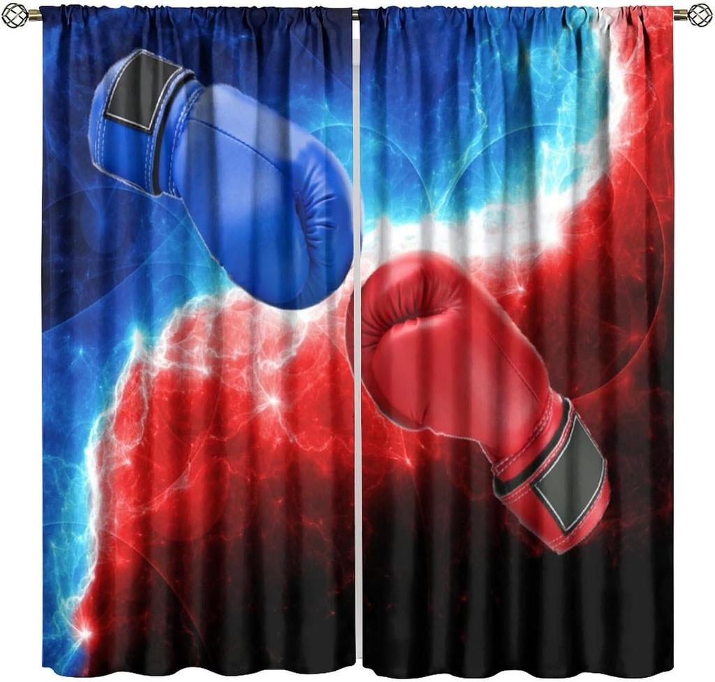 Boxing Window Curtains for Adult Teens Boys Bedroom Living Room Home Decor Curtain Panels Competitive Game Boxing for Home