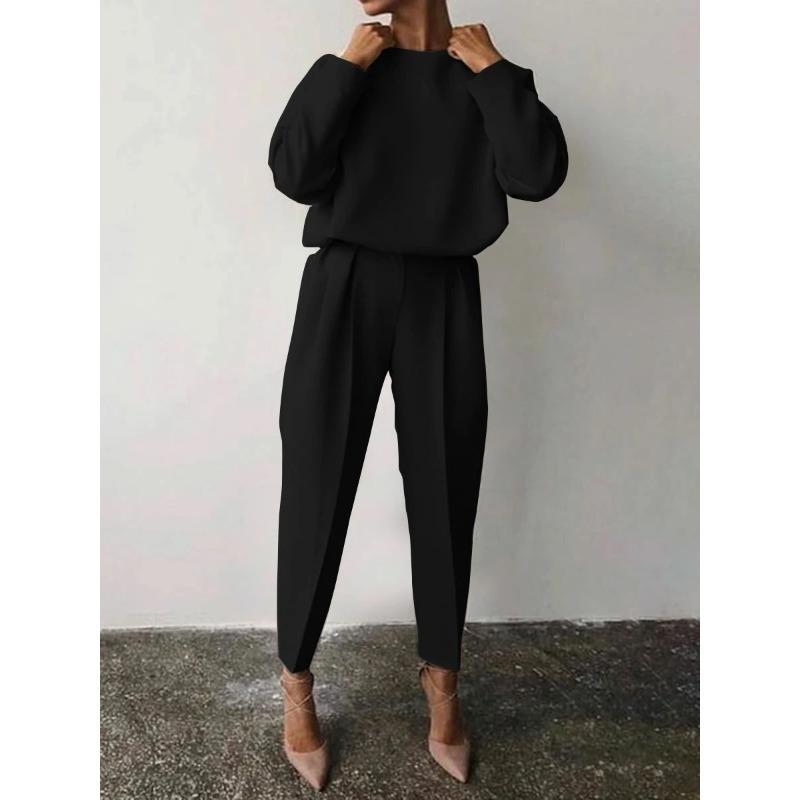 IHUASU Women's Fashion Casual Long Sleeve O-Neck Pants Suits