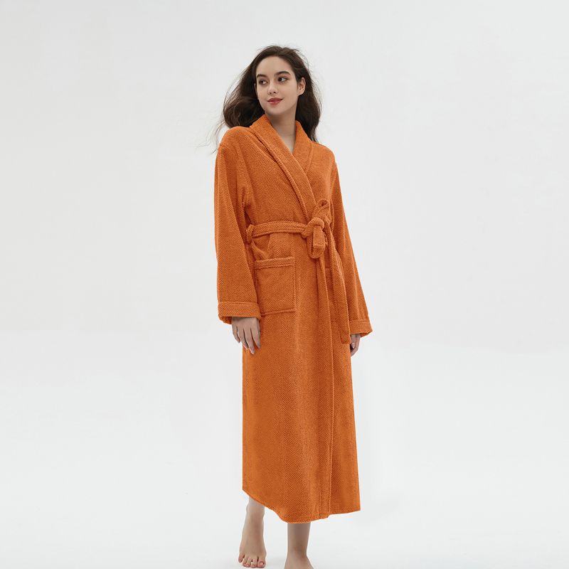 

Long 100% Cotton Towel Bathrobe Water-Absorbing Quick-Drying Men s and Women s Couple Hotel Bathrobe Jacquard Pure Cotton Waffle Nightgown Caramel 2XL