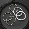 5pcs Simple Beaded Pearl Design Bracelet Set For Women Vintage Silver Color Charm Bangles Holiday Date Daily Party Jewelry Gifts